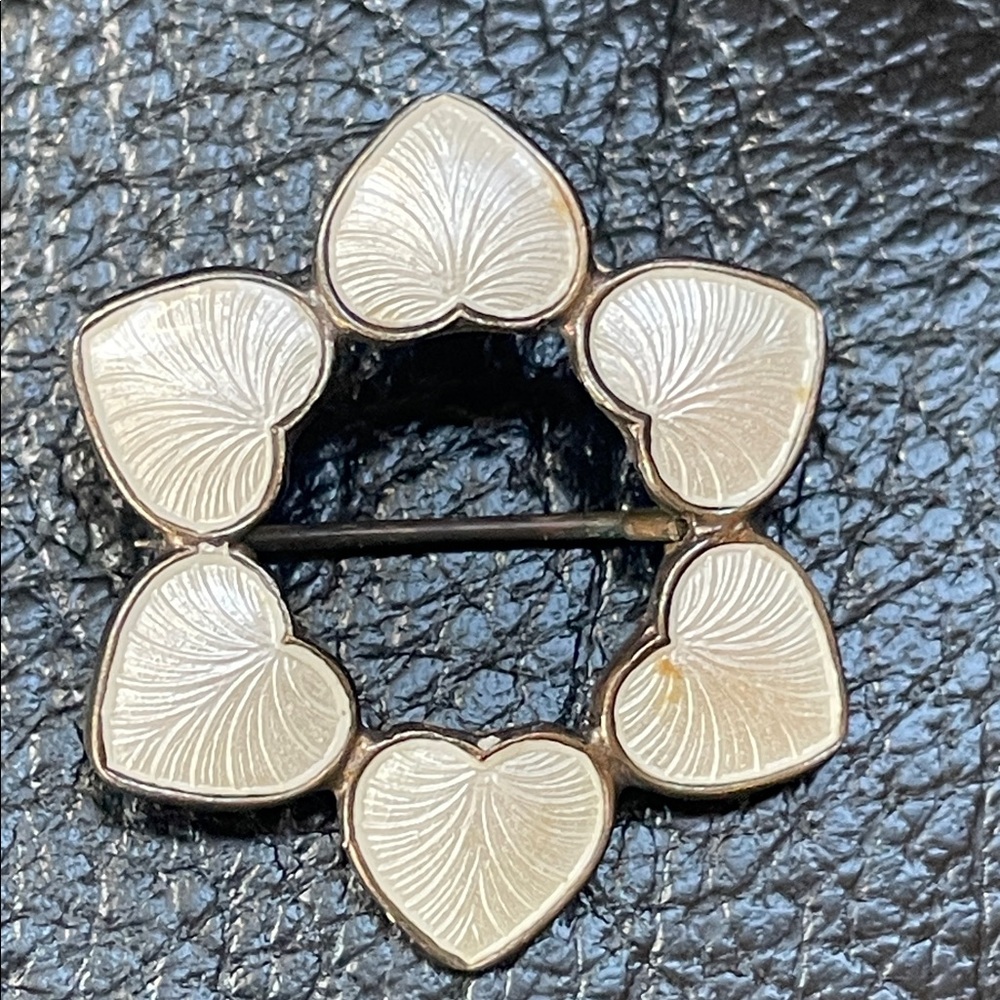 Vintage Sterling and Enamel Volmer Bahner Hearts Wreath Brooch Pin